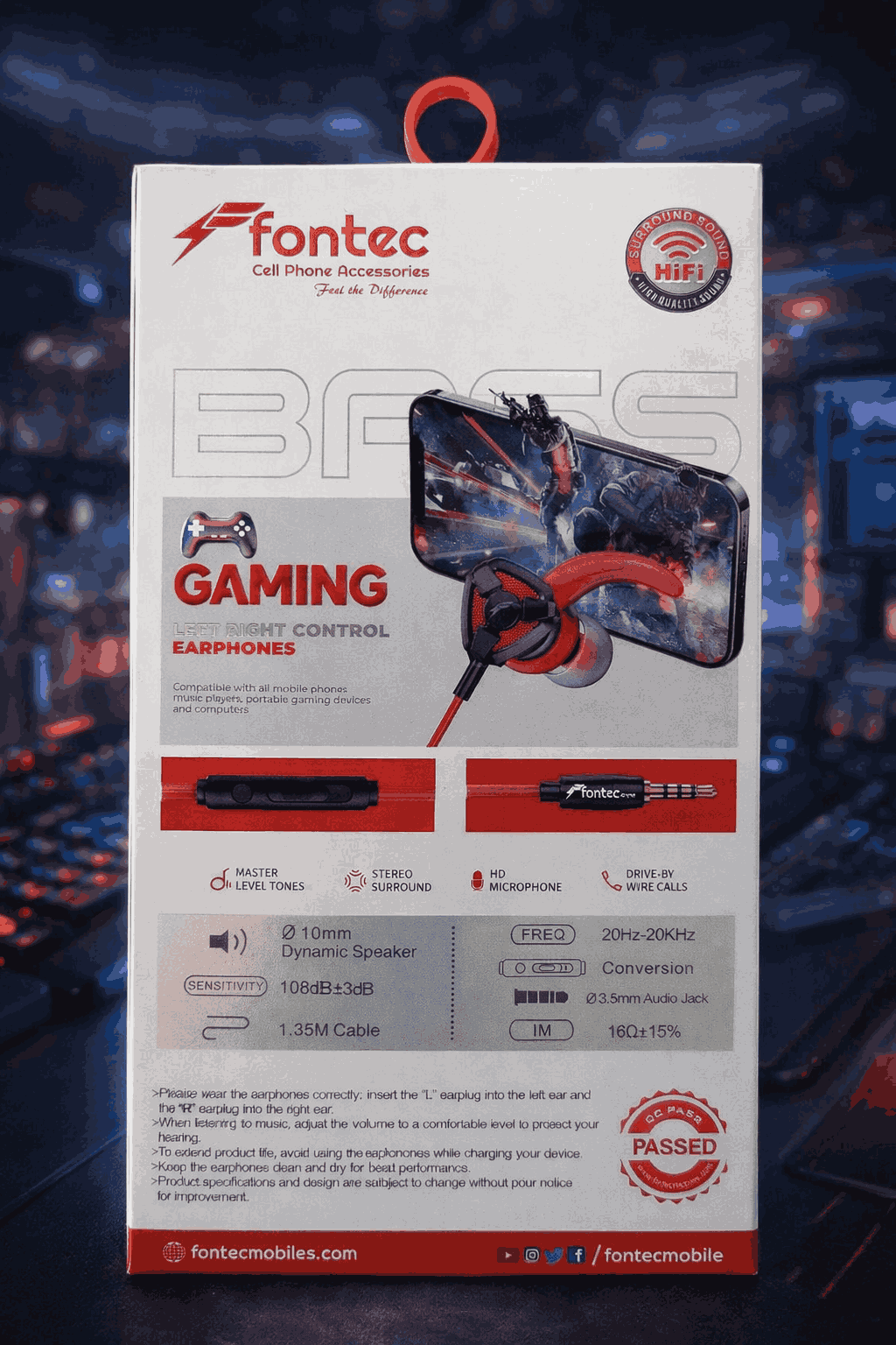 Fontec Arena Gaming Earphones with Detachable Mic – 3.5mm HiFi Stereo Surround Handsfree for Mobile, PC & Console -