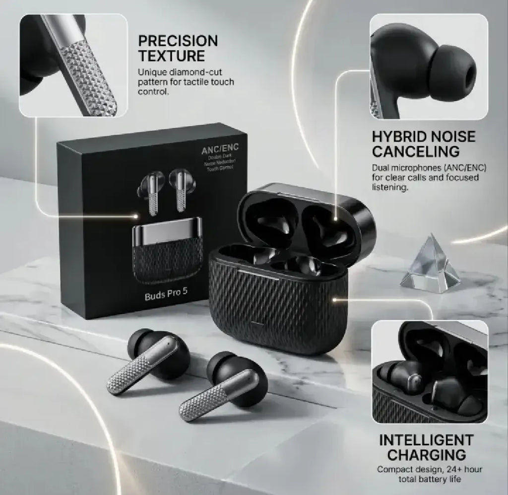 Buds Pro 5 Wireless Bluetooth Earbuds - HD Sound Quality