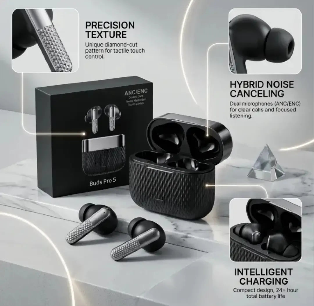 Buds Pro 5 Wireless Bluetooth Earbuds - HD Sound Quality