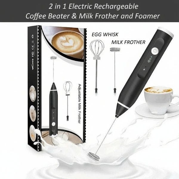 2 In 1 Electric Coffee Beater - Milk Frother And Egg Whisk
