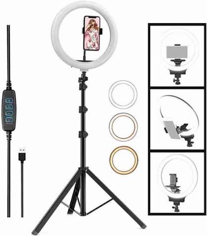 Portable 10-Inch LED Ring Light with 7 Feet Adjustable Tripod Stand & Mobile Holder | 3 Light Modes I USB Powered