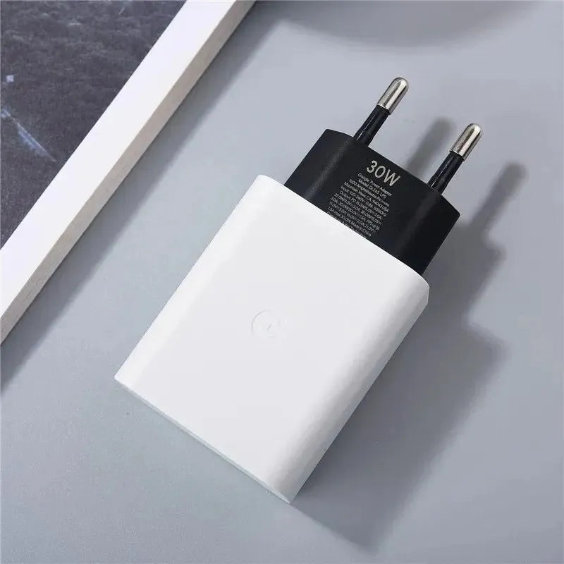 Google Original 30W USB-C PD Fast Charger with USB-C to USB-C Cable for Pixel 6, 6 Pro, 7, 7 Pro, 8, 8 Pro, Pixel Fold & USB-C Devices